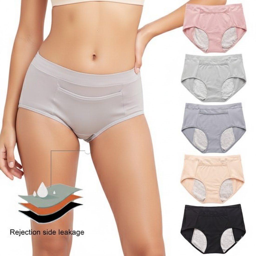 Women's Pocket Physiological Underwear Women's Leak Proof Widened Pure Cotton Crotch Large Medium High Waist Sanitary Pants 1Pcs 4