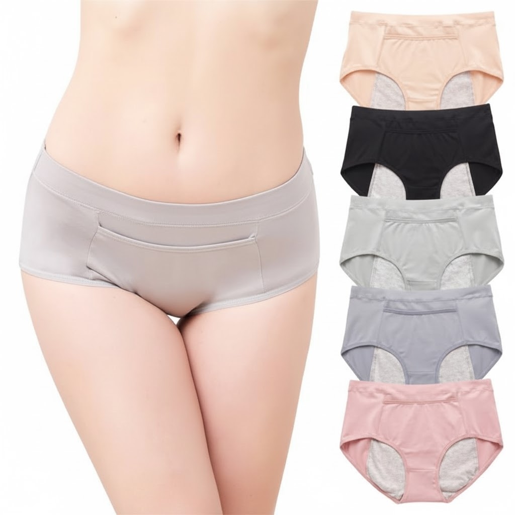 Reusable Menstrual Period Underwear With Pocket Women Period Panties 2 Pcs  1