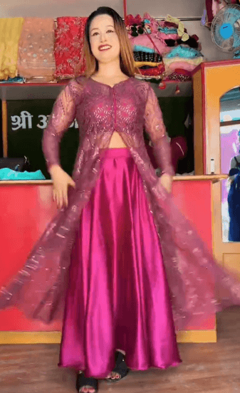 Lehenga with outer set colour pink 2