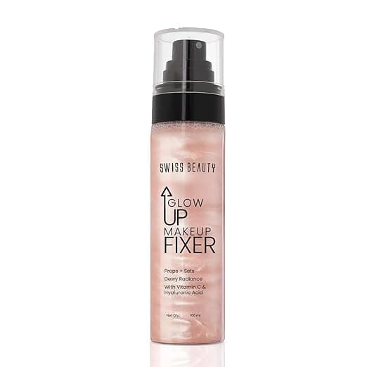 Swiss Beauty Glow Up Makeup Fixer | Preps + Sets | Dewy Radiance | For Face & Body | With Vitamin C & Hyaluronic Acid | 100ml