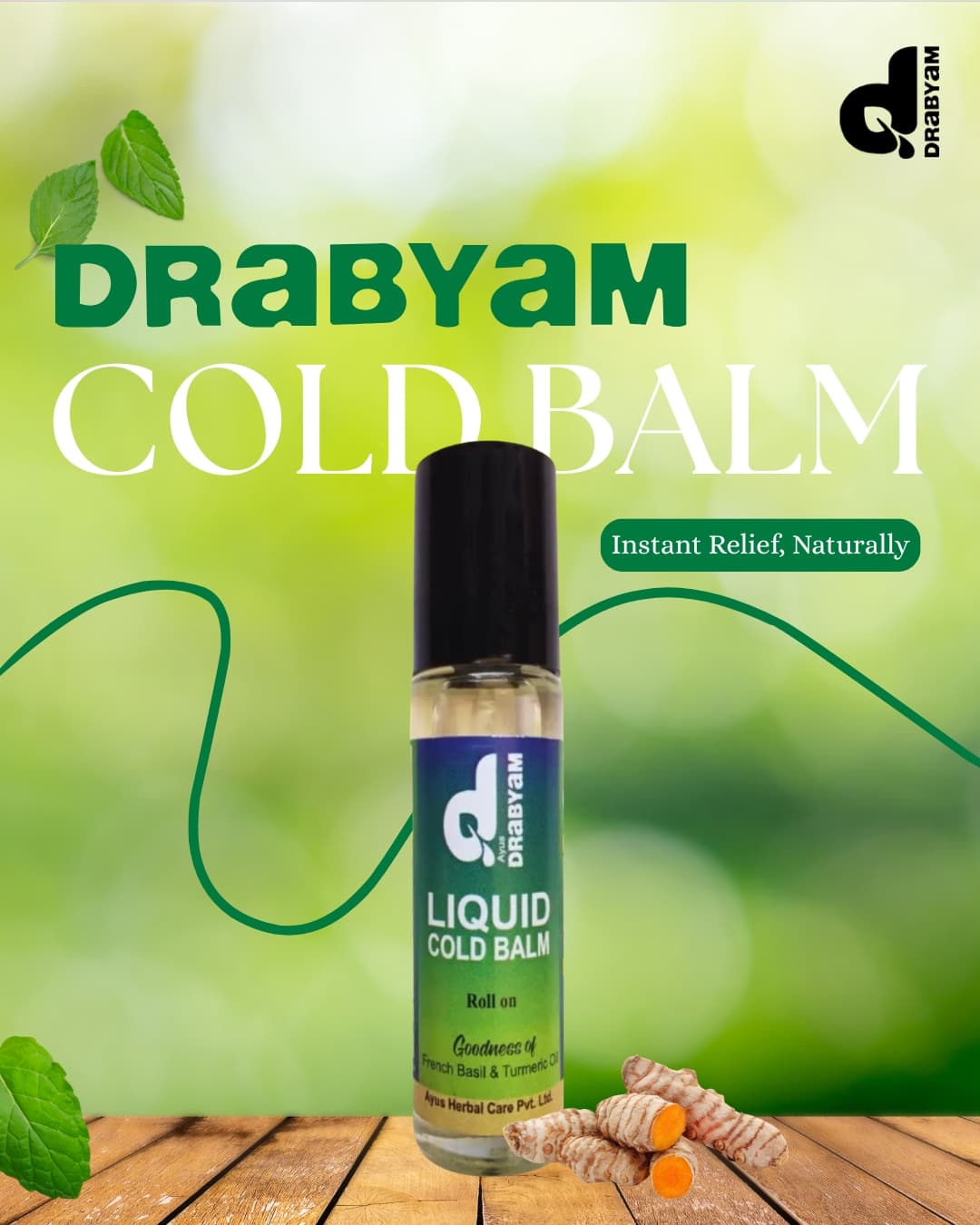 Drabyam Liquid Cold Balm Roll-On 10ml - 5 Pieces Mega Bundle 3