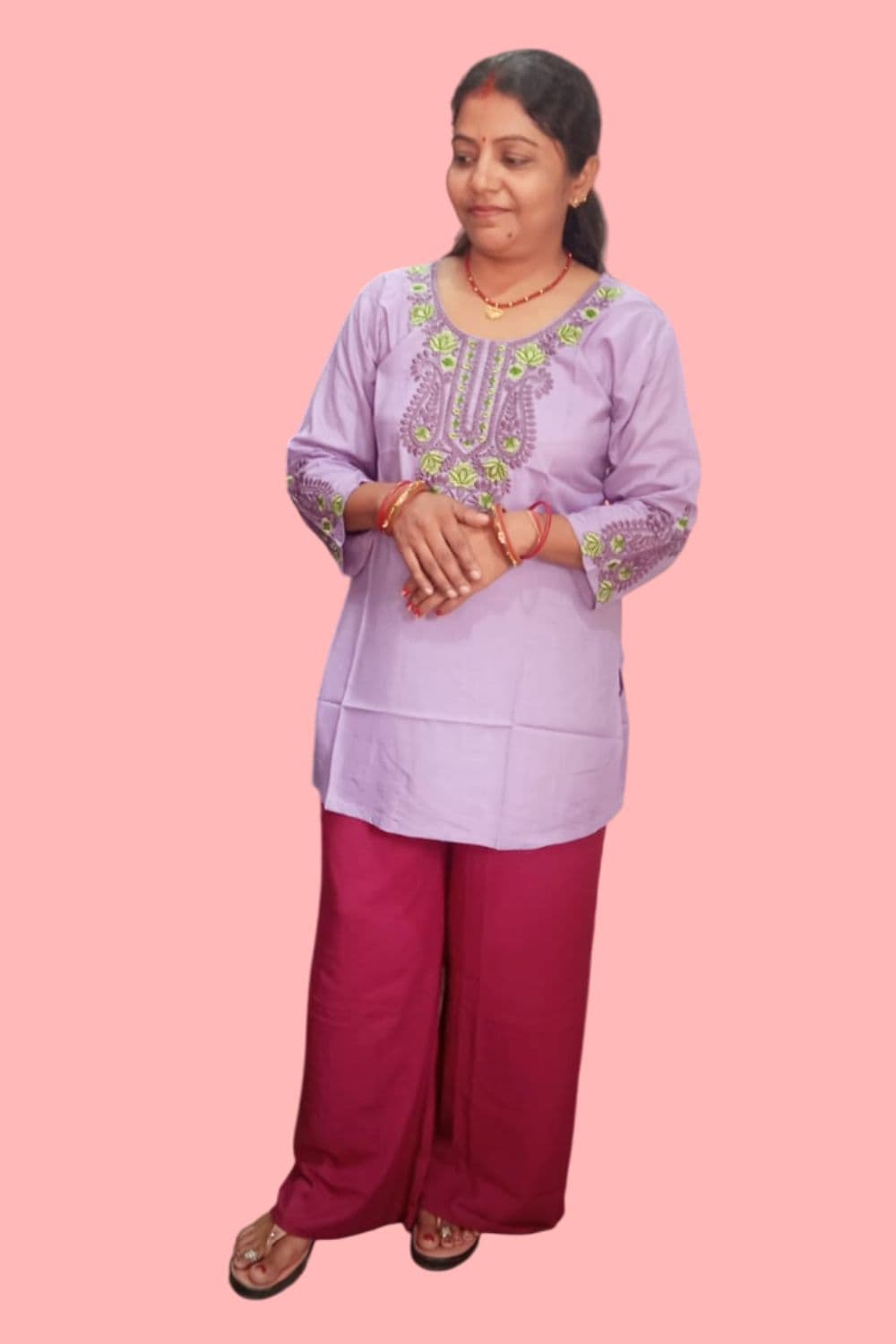 Cotton Straight Short Kurta with Pant Set for Women's and Girls Plus Size
