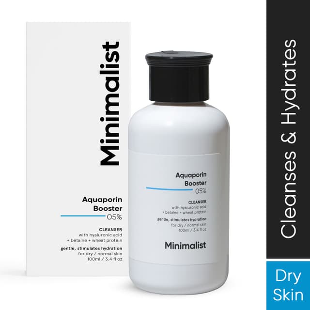 Minimalist Face Wash for Dry Skin with Hyaluronic Acid | 5% Aquaporin Booster Gently Cleanses & Hydrates Skin | For Women & Men | 3.4 Fl Oz / 100 ml