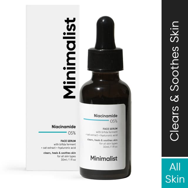Minimalist 5% Niacinamide Serum for Clear Glowing Skin | With 1% Hyaluronic Acid for Hydration | Pore Minimizer for Face | Clears Acne Marks & Blemishes | For Women & Men | 1 Fl Oz / 30 ml