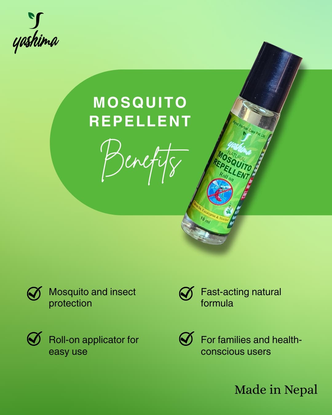 Yashima Mosquito Repellent Roll-On 10ml - 3 Pieces Bundle 3