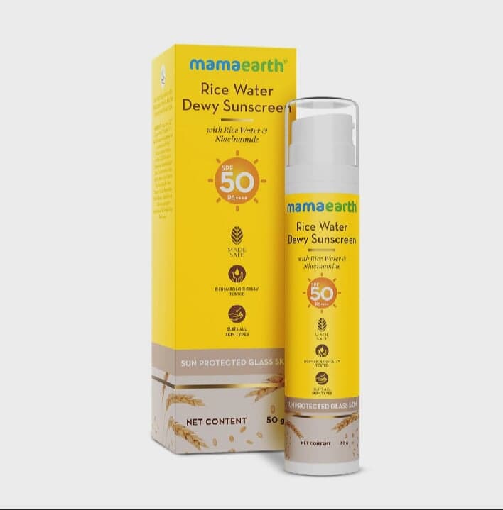 Mamaearth Rice water Dewy  Sunscreen SPF 50 PA ++++  -50g