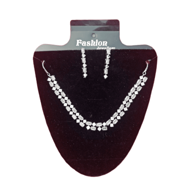 Women's Fashion Jewelry Set – Silver Plated Necklace, Earrings & Maang Tikka with Blue Stones – Bridal & Party Wear