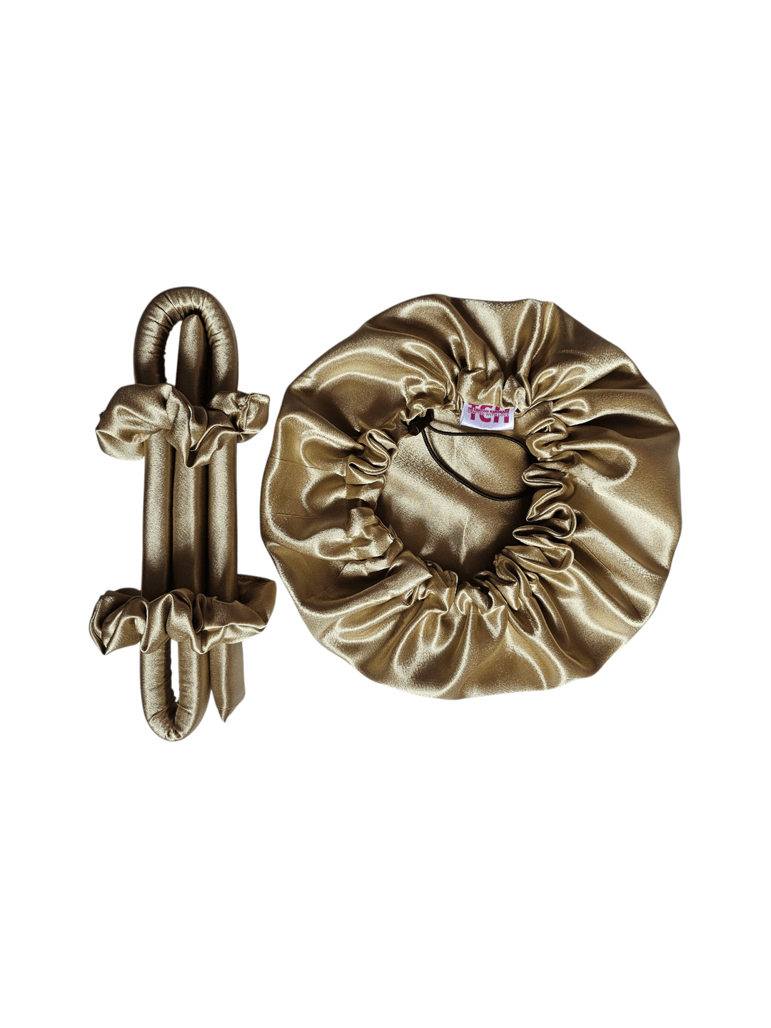 Silk Bonnet And Silk Heatless Hair Curler Set 1