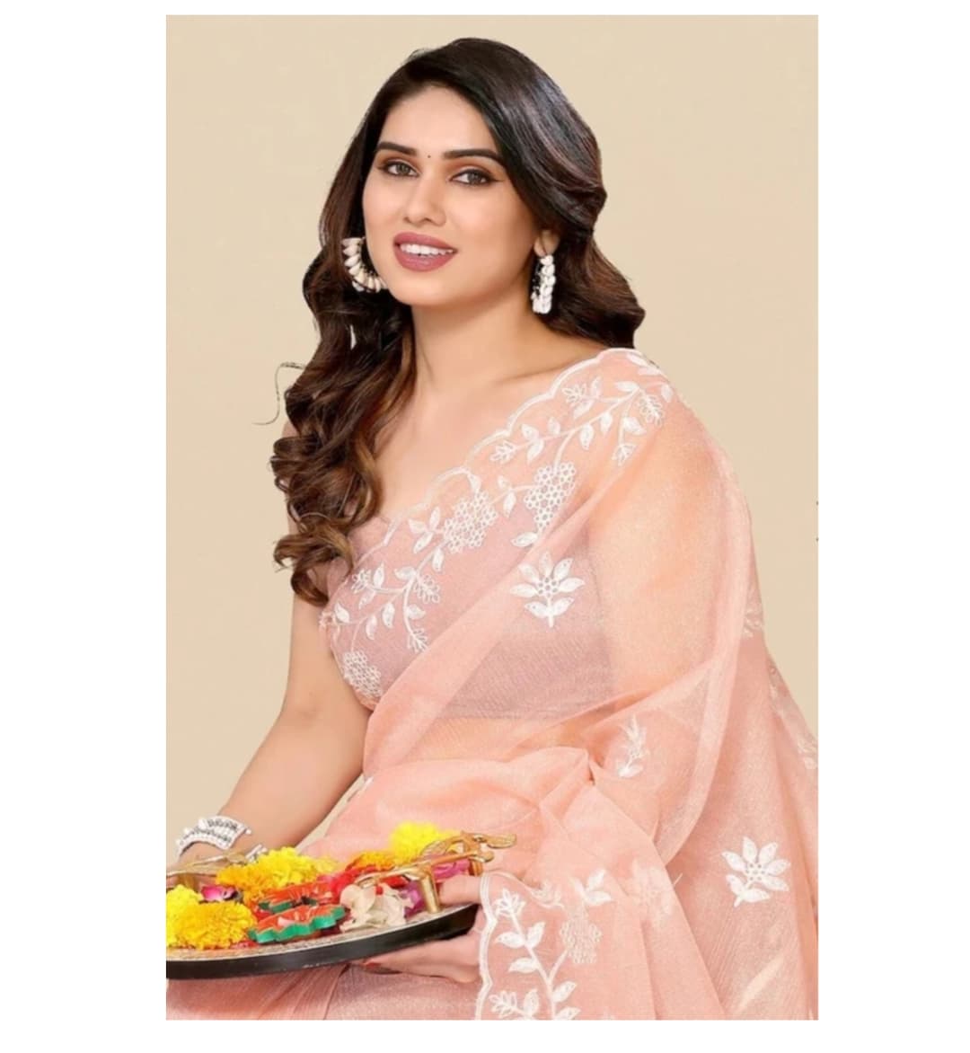 Awafu Soft Net Saree with Blouse