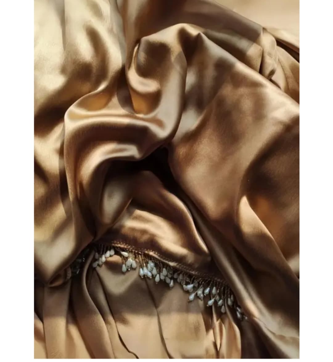 wafu Solid Plain Satin Silk Blend Saree With Blouse( Gold ) 3