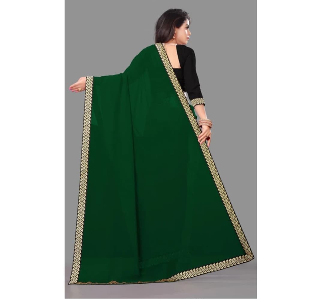 Plain Georgette  Art Silk Saree 1