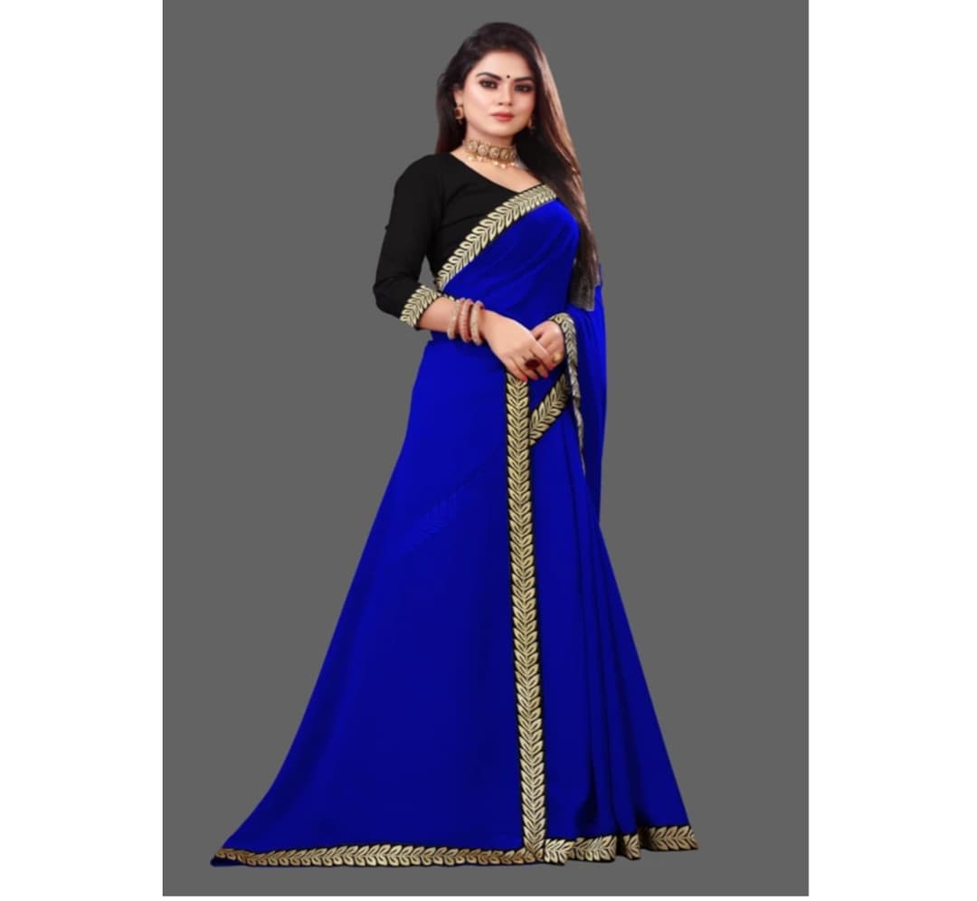 Plain Georgette  Art Silk Saree