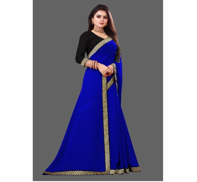 Plain Georgette  Art Silk Saree