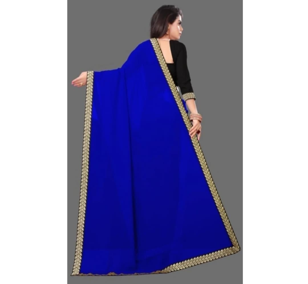 Plain Georgette  Art Silk Saree 1
