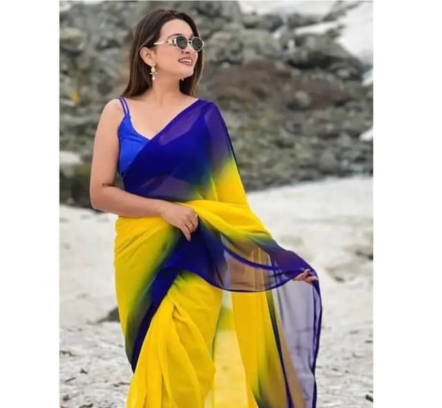 dual Color Saree With blouse