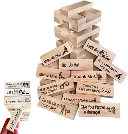 Couples Super Naughty Blocks Tower Game , Stackable Blocks Game for Valentine's Day , Couple Activities And Date Ideas for Adults , Party Gift