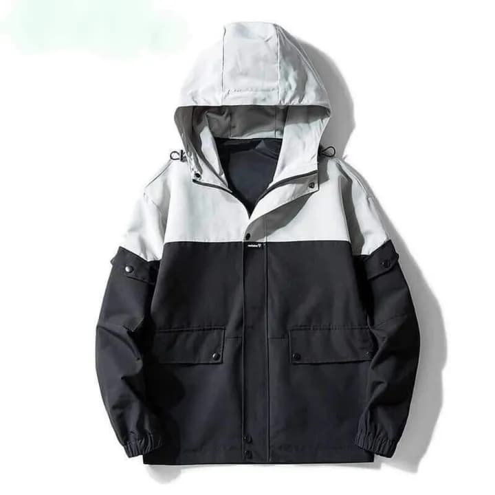 Men'S Summer Double Layered Hooded Contrast Windcheater Jacket - Fashion | Windcheaters For Men | Jackets For Men 1