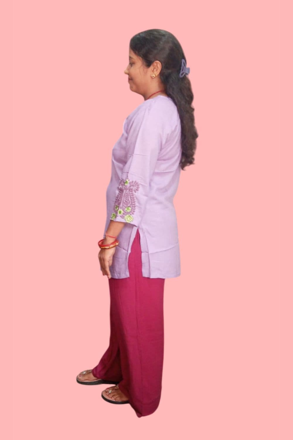 Cotton Straight Short Kurta with Pant Set for Women's and Girls Plus Size 2