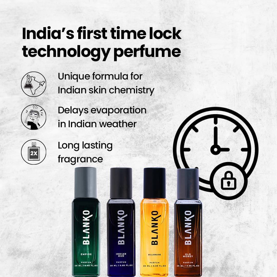 BLANKO Royal Collection Tlt Parfum Liquid, 20Ml Pack Of 4 | Longest Lasting Mens Perfume With Time Lock Technology | Luxury Fragrance Gift Set For Husband, Father, Brother 1