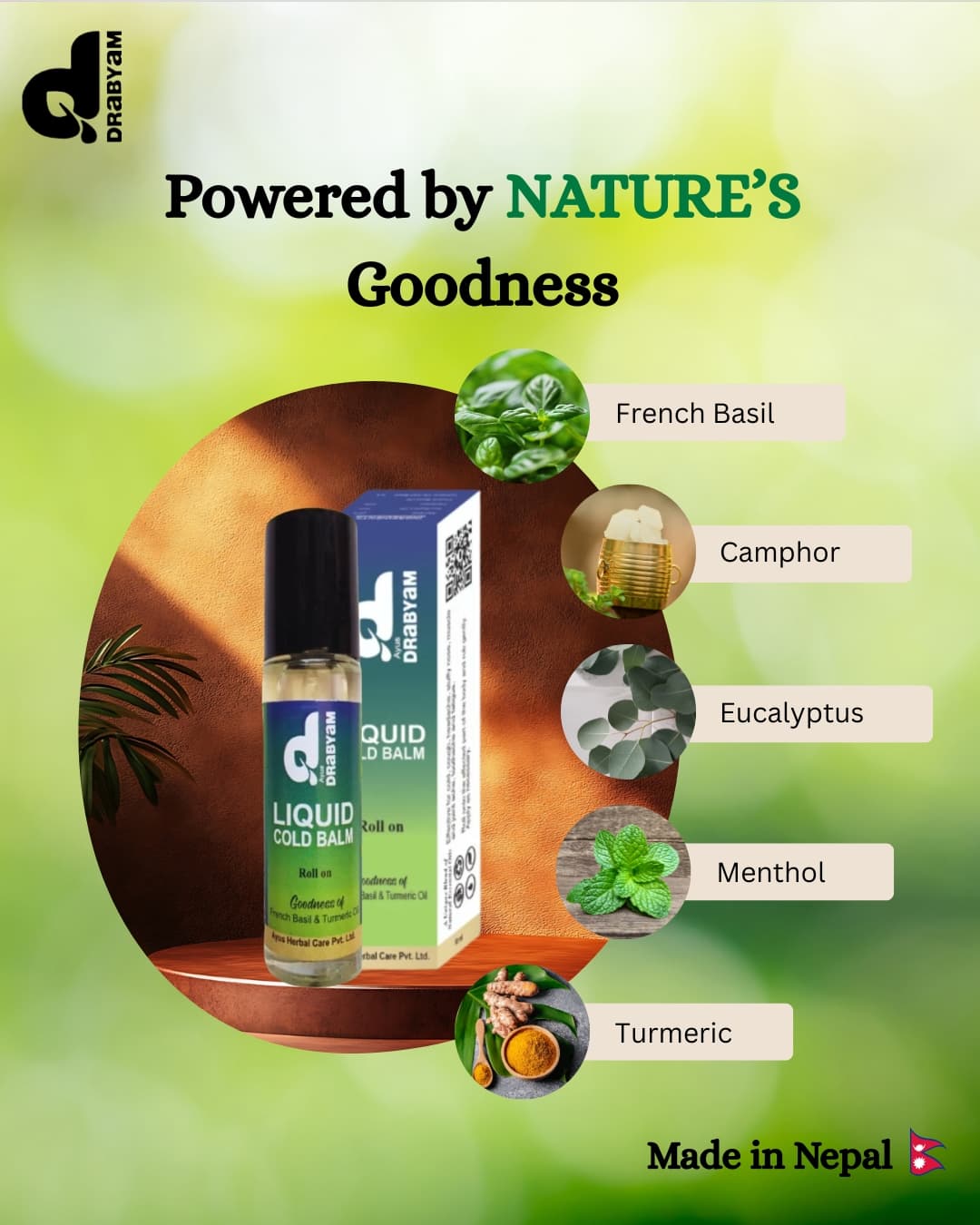 Drabyam Liquid Cold Balm Roll-On 10ml - 5 Pieces Mega Bundle 1