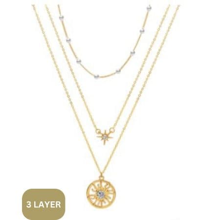 3 Layer Necklace for Women, Stackable Chain and Pearl Choker Collarbone 1