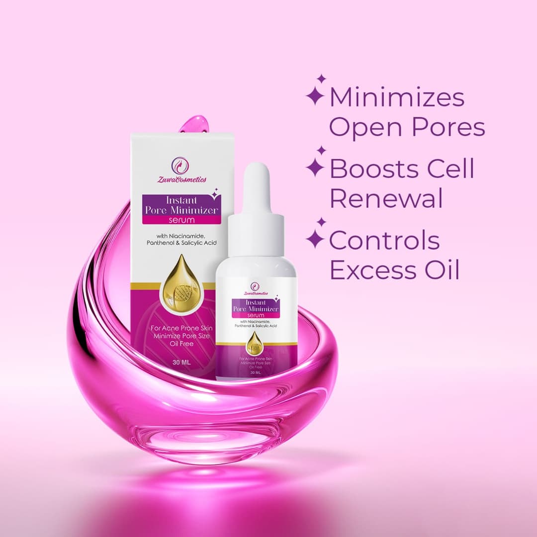Zuwa Cosmetics Instant Pore Minimizing Serum For Open Pores For Oily Acne Prone Skin Controls Oils And Regulates Sebum 30m 2