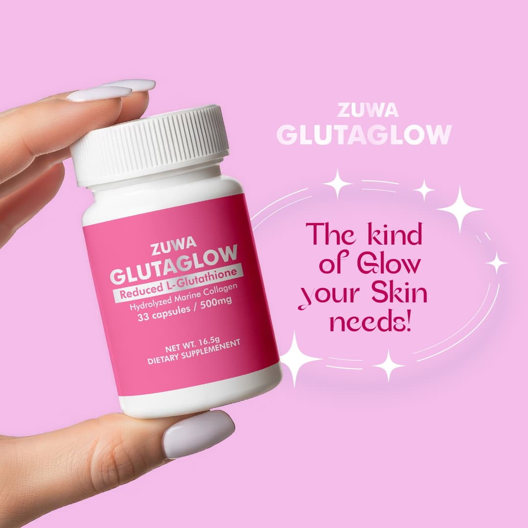 Zuwa Cosmetics Gluta Glow Capsule | Reduced L - Glutathione | 33 capsules | Co||agen Production and whitens and brightens the skin | 16.5g - by Zuwa Cosmetics 2
