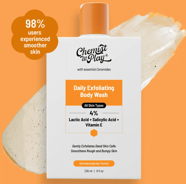 Chemist At Play Body Wash 236ml | Paraben & SLS Free | Gentle Exfoliating Shower Gel | Removes Tan & Body Acne | Prevents Dry, Rough, Bumpy Skin | Unisex - By Allure Cosmetics