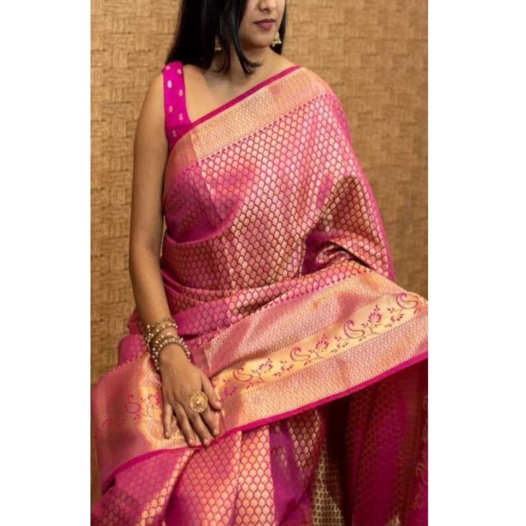 Gorgeous Banarasi Silk Saree With Blouse - Fashion | Saree With Blouse For Women | Women'S Formal Wear | 3