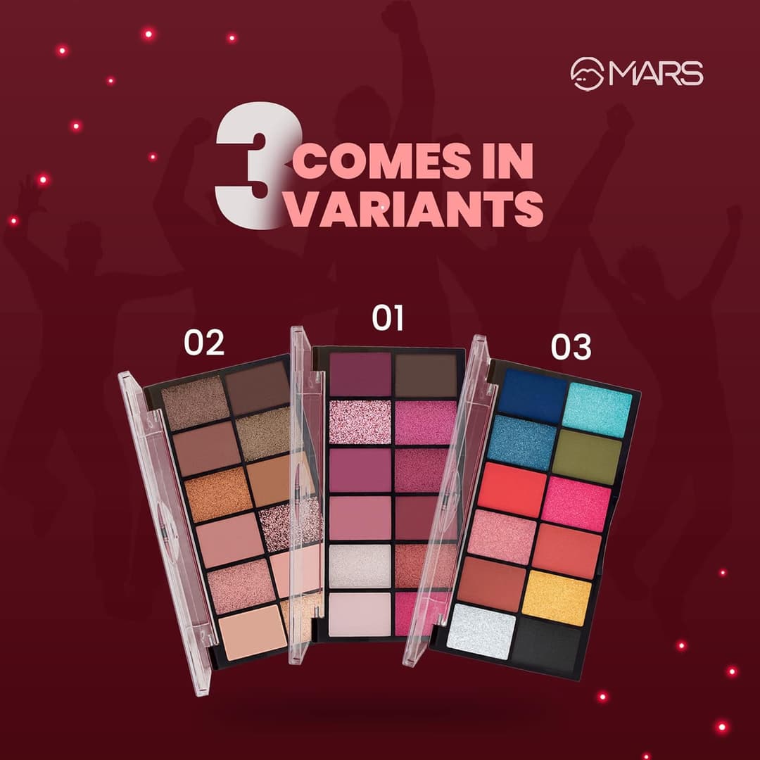MARS 12 Shades Dance of Joy Eyeshadow Palette | Highly Pigmented and Blendable | Multicolor | Matte and Shimmer Finish Multicolor 13.2g Shade-02 4