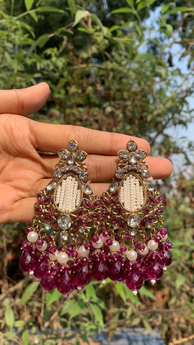 Kundan earing jhumka