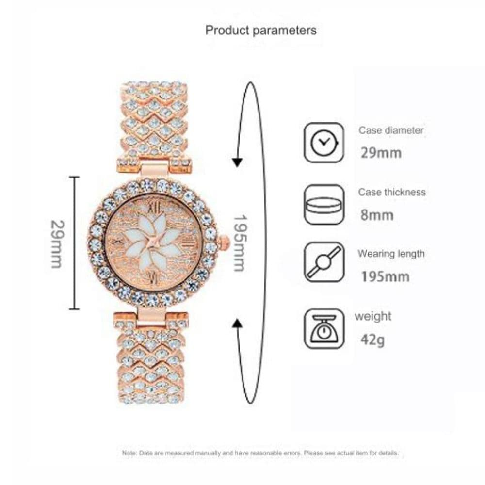 Elegant With Bracelet Gypsophila Watch Rose Gold Bling Bling Flower Diamond Watch Alloy Ladies Watch 3