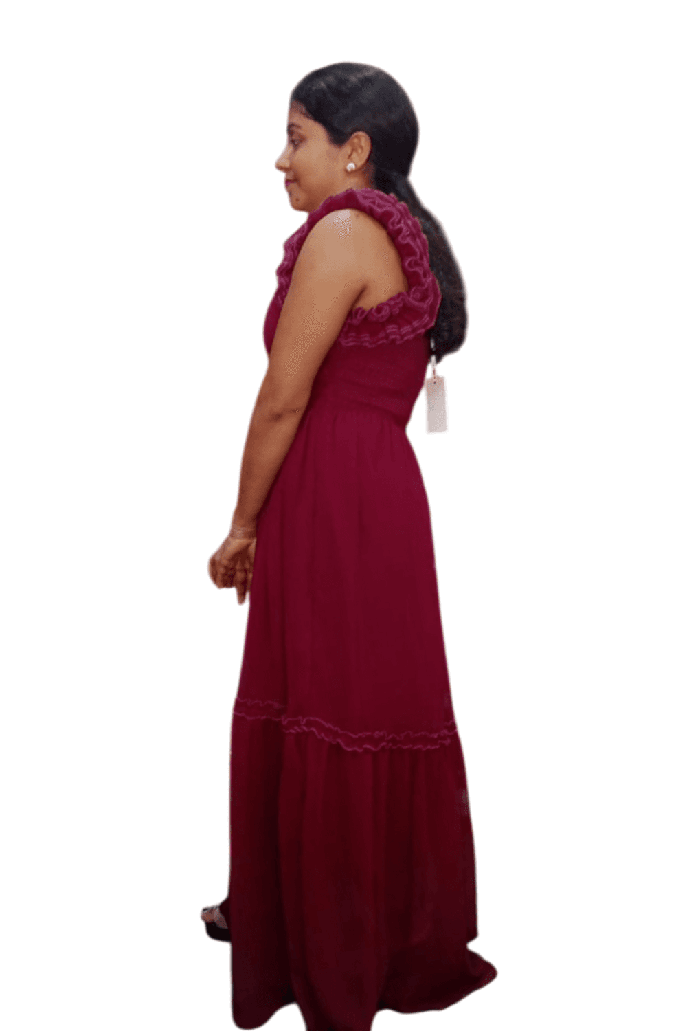 Women Purple U-Neck Short Sleeves Fit and Flare Maxi Dress for Casual Wear 2