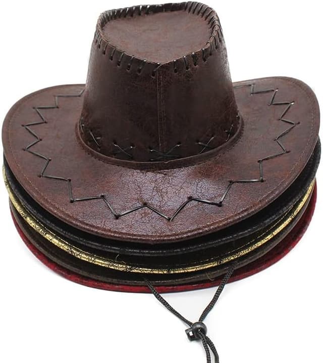 Western Cowboy Hat, Faux Suede, Wide Brim, Stitched Detail, Unisex