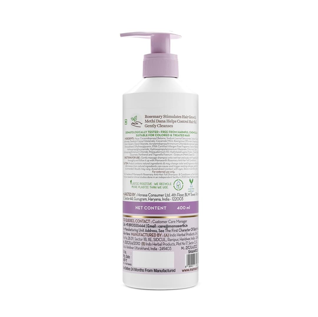 MammaEarth Rosemary Anti-Hair Fall Shampoo with Rosemary & Methi Dana 1