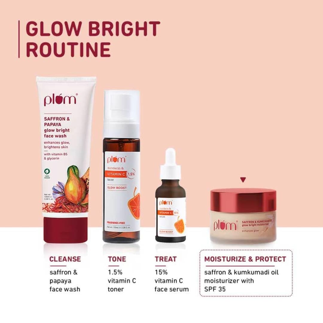 Plum Saffron & Kumkumadi Oil SPF 35 Daily Glow Bright Moisturizing Cream 50g | Quick-Absorbing Day Cream to Brighten Skin, Enhance Glow | UVA/UVB Protection | All Skin Types | Women & Men 6