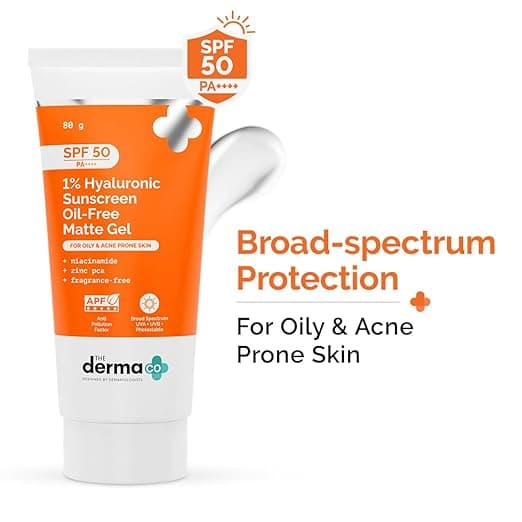  Hyaluronic Sunscreen SPF 50 , 80 G, Oil-Free Matte Gel | Lightweight Sunscreen for Oily & Acne-Prone Skin | SPF 50 & PA++++ Protection | Safe & Effective | 80 g 1