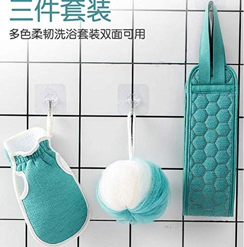3-in-1 Exfoliating Bath Set – Back Scrubber, Bath Glove Mitt, and Shower Loofah Ball" 5
