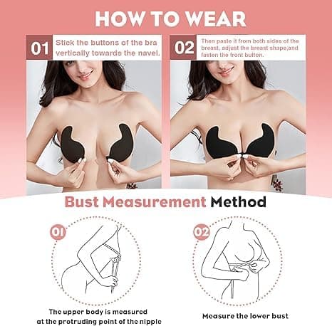 Sticky Bra Strapless Adhesive Bra Push Up 2PCS Reusable Strong Stickness Backless Bra Lift for Women 2