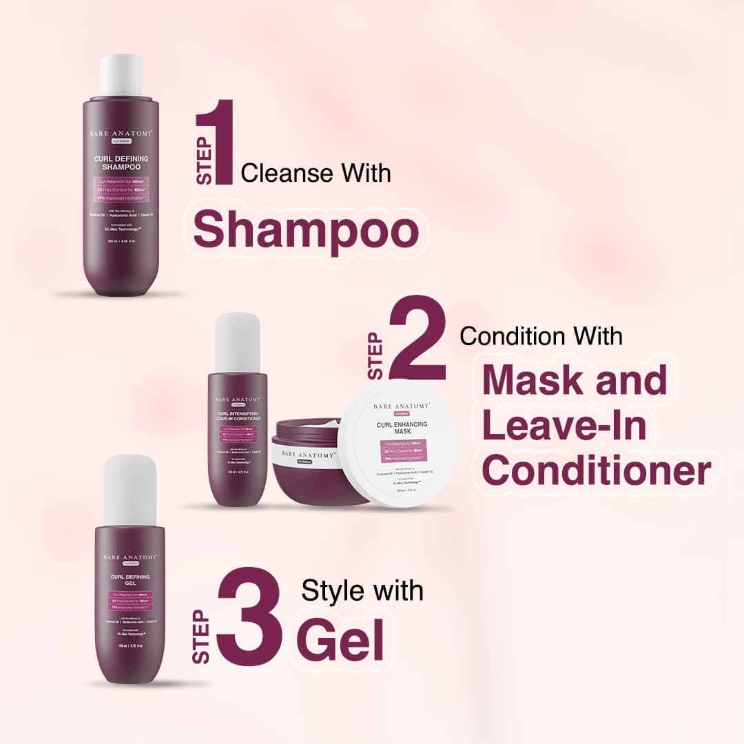 Bare Anatomy Curl Defining Gel | For Well Defined Shiny Curls | Curl Retention & 2X Frizz Protection For 48 Hours | Coconut Oil, Hyaluronic Acid & Castor Oil | | 140 ml 2