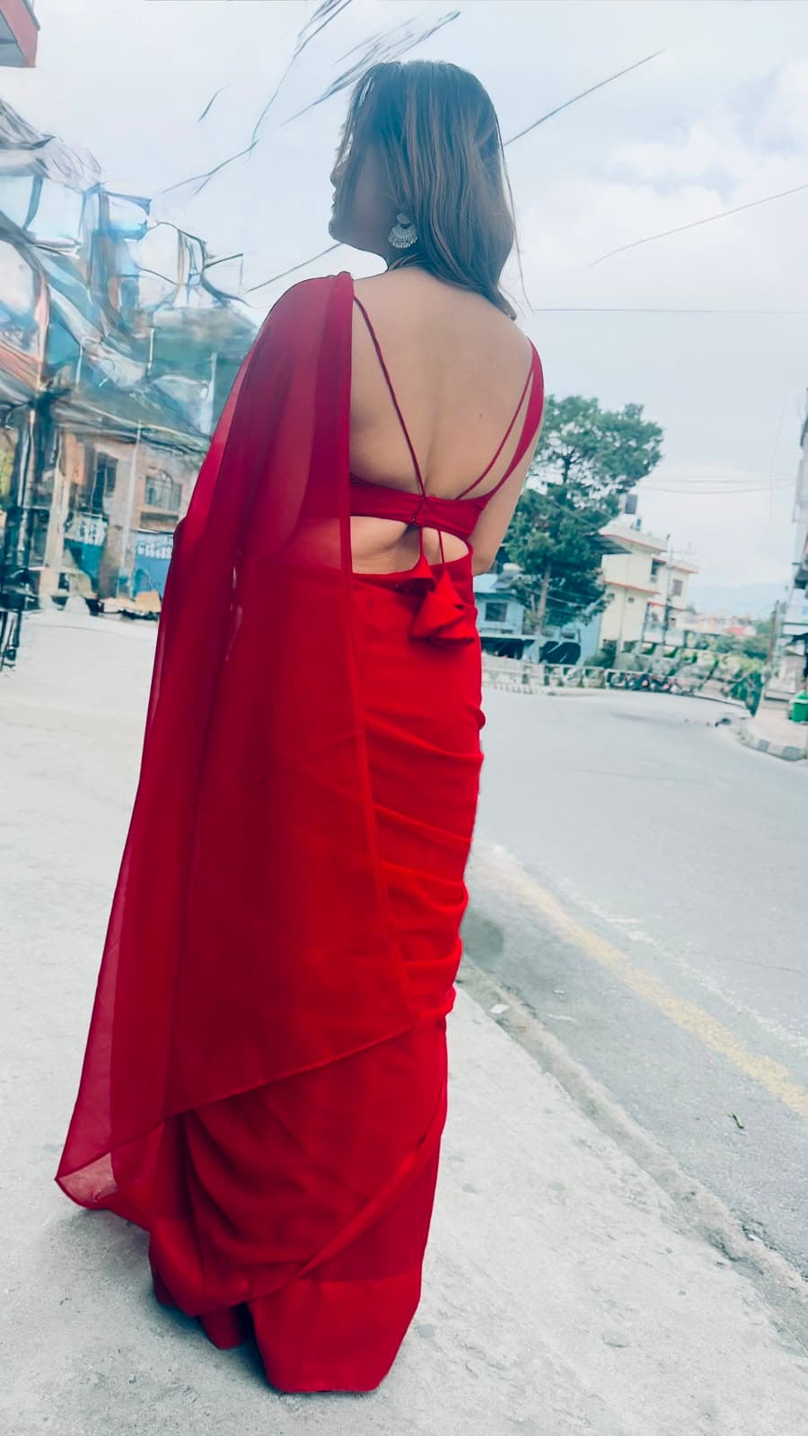 Menuka Collection Teez special Red Saree with Blouse 1