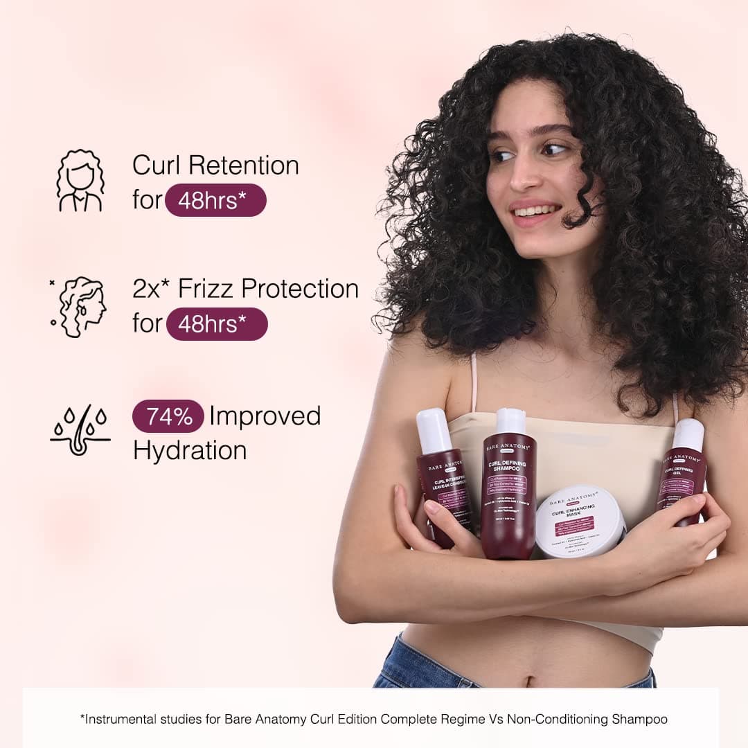 Bare Anatomy Curl Defining Gel | For Well Defined Shiny Curls | Curl Retention & 2X Frizz Protection For 48 Hours | Coconut Oil, Hyaluronic Acid & Castor Oil | | 140 ml