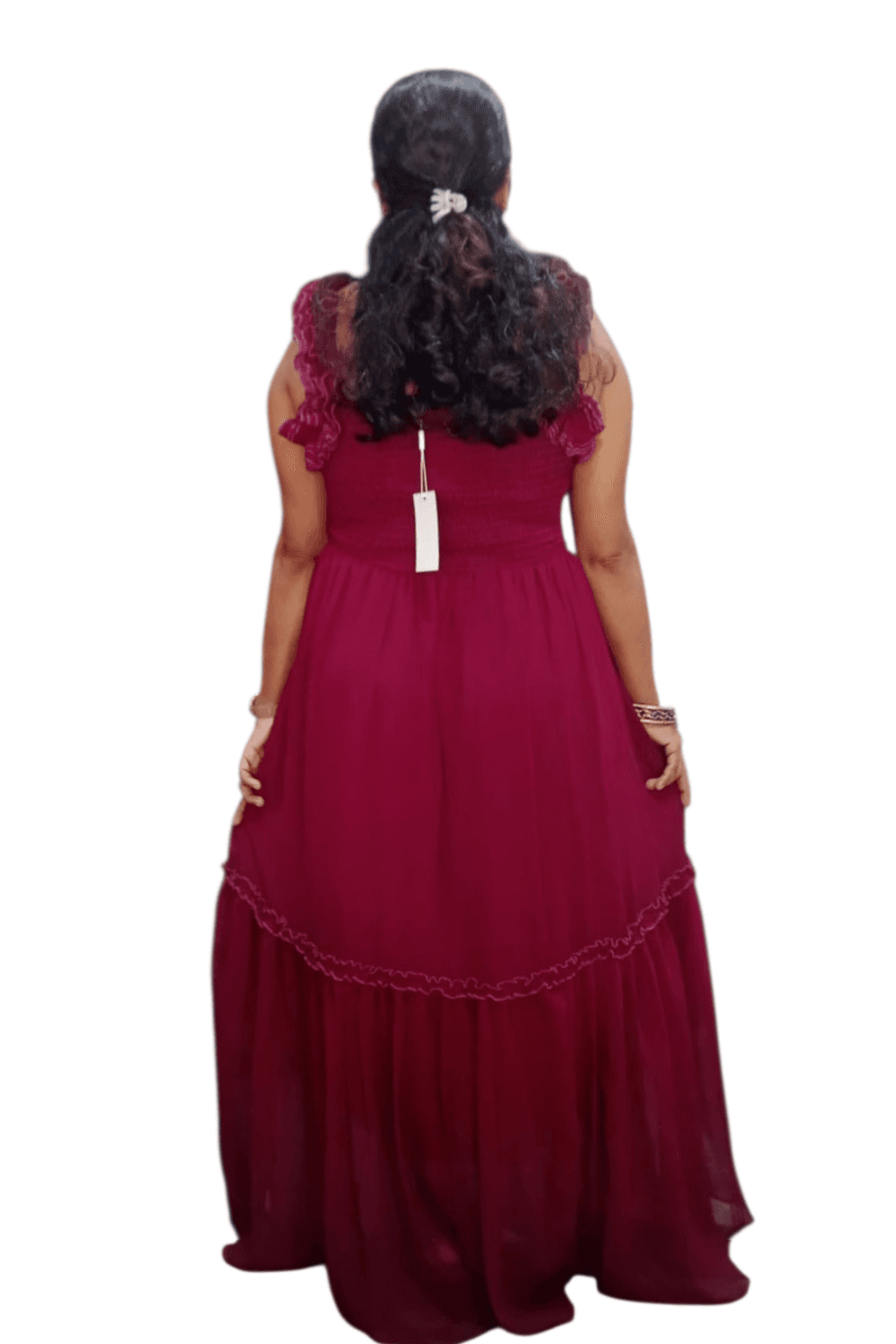 Women Purple U-Neck Short Sleeves Fit and Flare Maxi Dress for Casual Wear 1