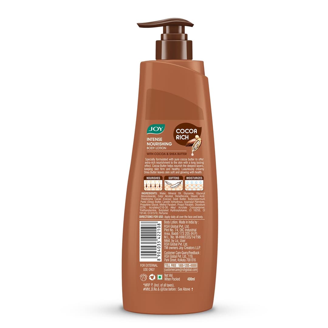 J0Y Cocoa Rich Body Lotion With Shea Butter & Cocoa Butter for 24 Hour Nourishment (400ml) 1