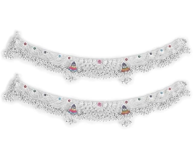 Traditional Silver-Plated Pearl Anklets for Women