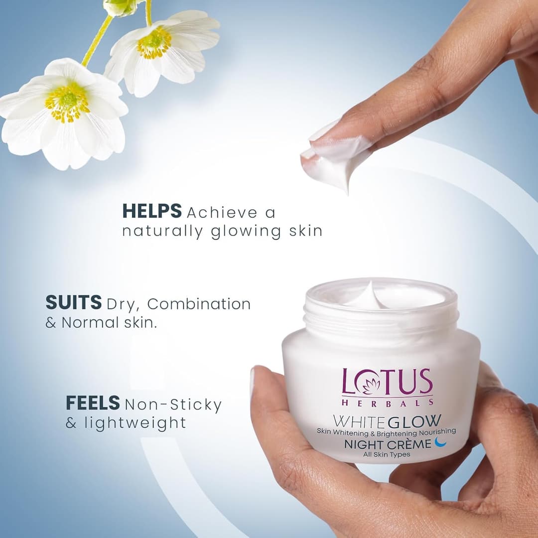 L0TUS HERBALS WhiteGlow Skin Nourishing Night Creme  7