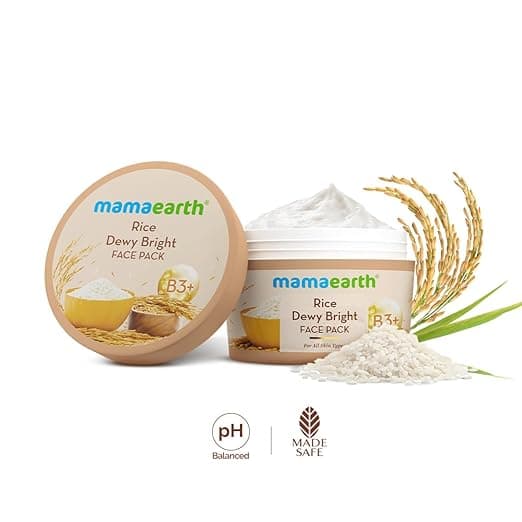 Mamaearth Rice Dewy Bright Face Pack with Rice Water & Niacinamide For Glass Skin 200g 1