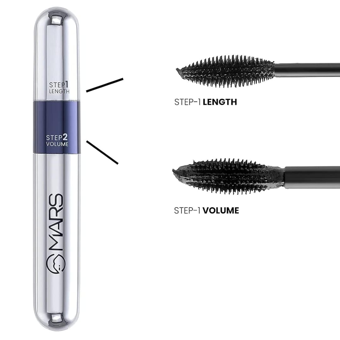 MARS Double Trouble Volumizing and Lengthening Mascara | 2-in-1 Mascara for Women | Long Lasting (15 ml) (Black) 5