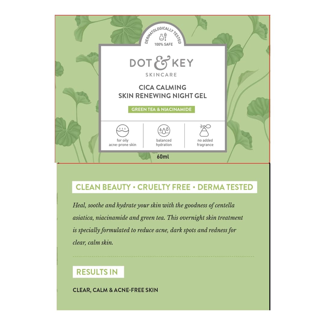 Dot & Key CICA Calming Skin Renewing Night Gel with Niacinamide Green Tea & Hyaluronic 60ml 6