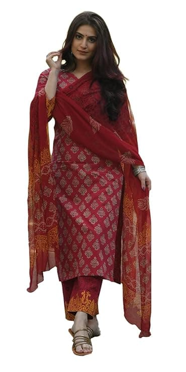 Women Viscose Printed Kurta Pant With Dupatta